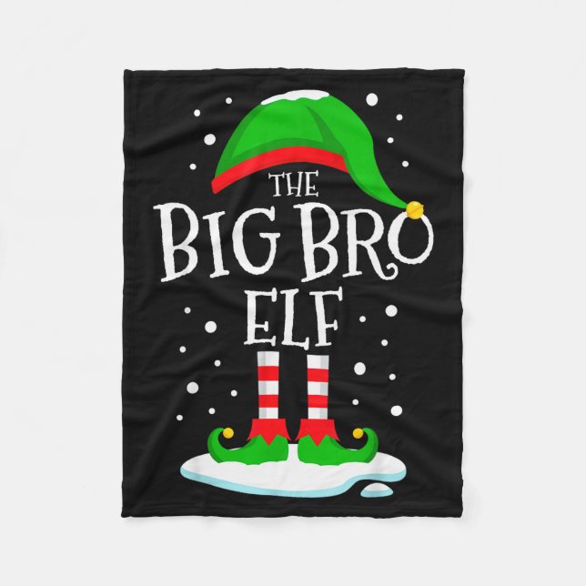 The Big Bro Elf Christmas Family Matching Xmas Bro Fleecedecke (Vorderseite)