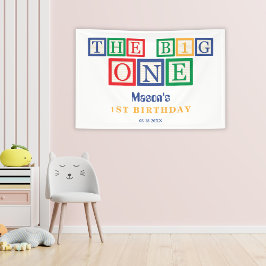 The Big One Baustein Bunt Retro 1. Geburtstag  Banner