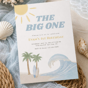 The Big One Beach Surf Sommer Wasserfarbe Küste Einladung