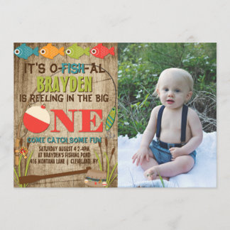 The Big One Fishing Theme Boys First Birthday Einladung