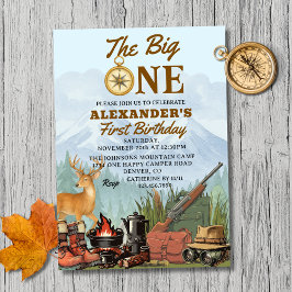 The Big One Hunting Camping 1st Birthday Einladung