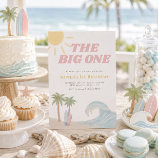 The Big One Pink Beach Surf Sommer Küste Einladung