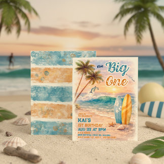 The Big One Retro Surf Beach Geburtstag Einladung