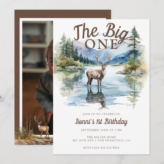 The Big One | Rustic Birthday Birthday Einladung (Vorne/Hinten)