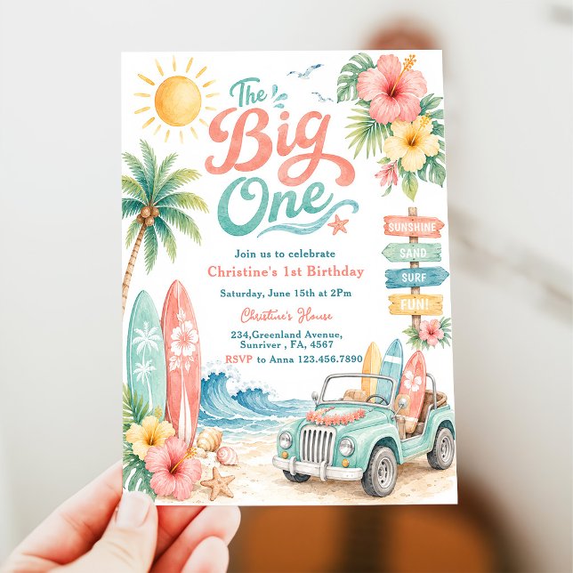 The Big One Surf Beach 1. Geburtstag Einladung (Von Creator hochgeladen)