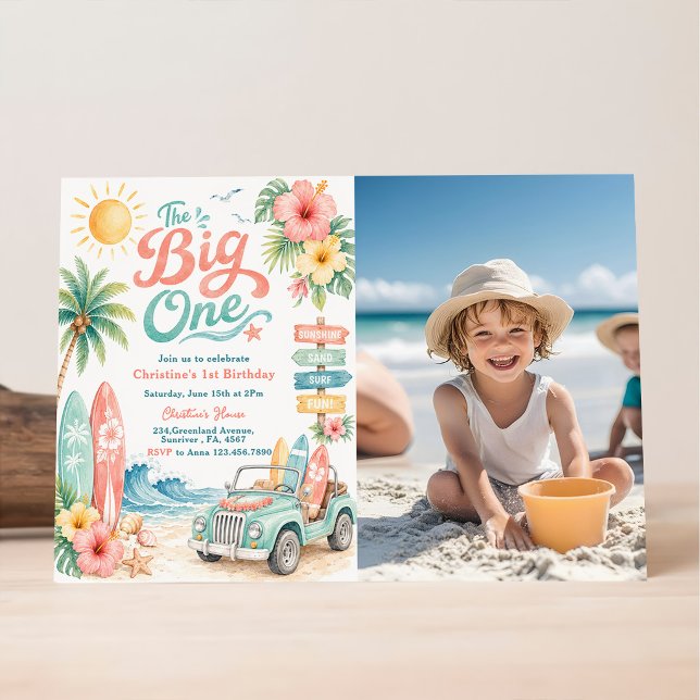 The Big One Surf Beach 1. Geburtstag Einladung (Von Creator hochgeladen)