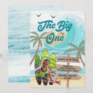 The Big One Surf Custom Foto Big Wave Surfbrett Einladung