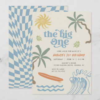 The Big One Surf Retro Kleiner Typ Erster Geburtst Einladung