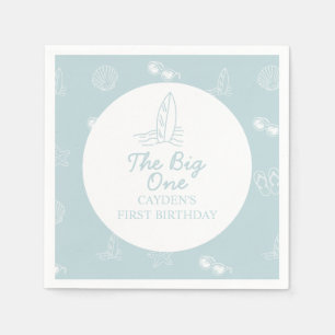 The Big One Surfbrett Strand Doodle Erster Geburts Serviette