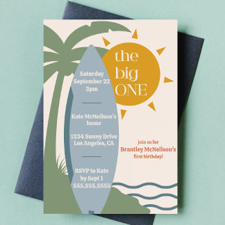 "The big ONE" Surfstrand 1. Party zum Geburtstag Einladung