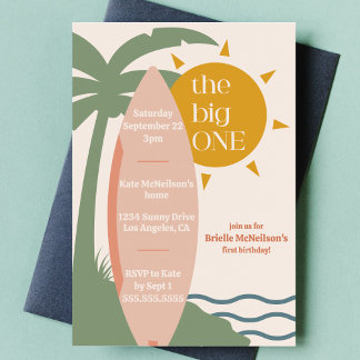 "The big ONE" Surfstrand 1. Party zum Geburtstag Einladung