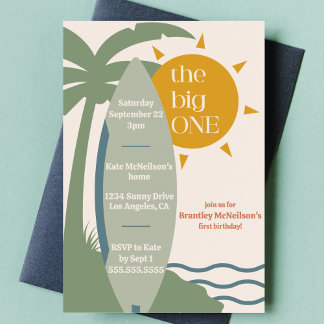 "The big ONE" Surfstrand 1. Party zum Geburtstag Einladung