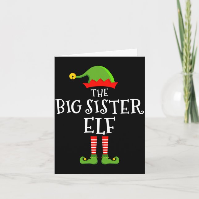 The Big Sister Elf Funny Christmas Matching Family Karte (Vorderseite)