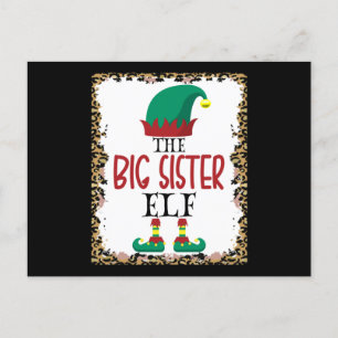 The Big Sister Elf Leopard Elf Christmas Gift Postkarte