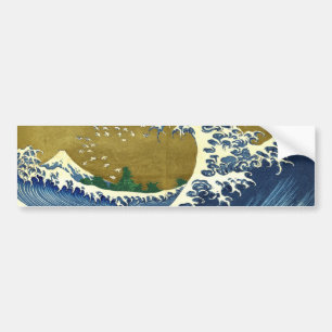 The Big Wave (Blau und Gold) (Katsushika Hokusai) Autoaufkleber
