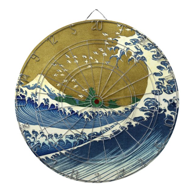 The Big Wave (Blau und Gold) (Katsushika Hokusai) Dartscheibe (vorne)