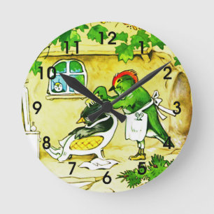 The Bird Barber Runde Wanduhr
