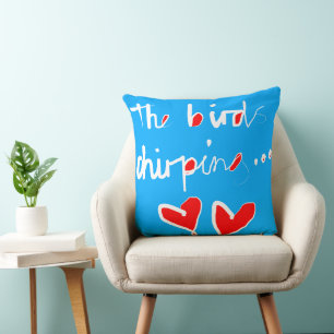 The Bird's Chirping - Blue White Red Kissen
