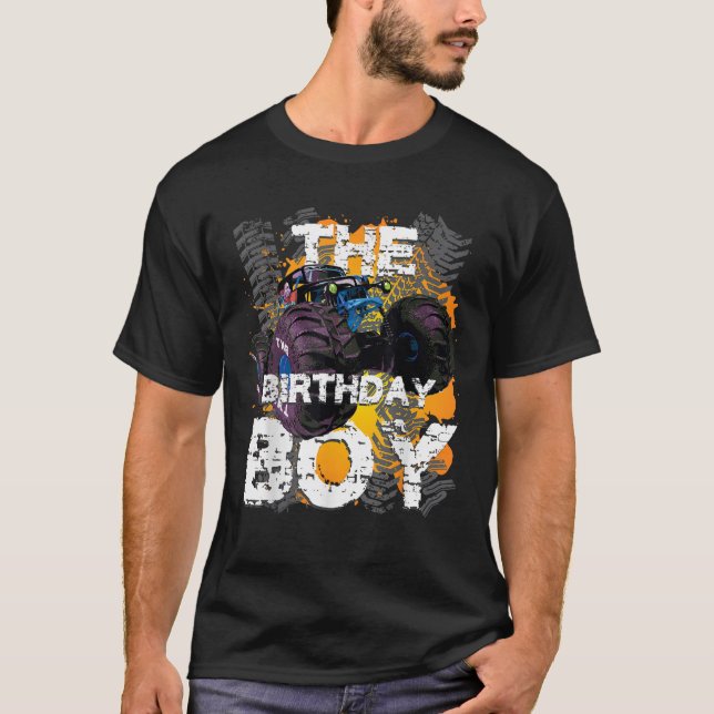 The Birthday Boy Monster Truck Matching Family Par T-Shirt (Vorderseite)