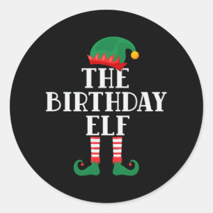 The Birthday Elf Funny Christmas Runder Aufkleber