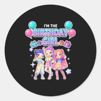The birthday girl cute chibi kpop funny kids runder aufkleber