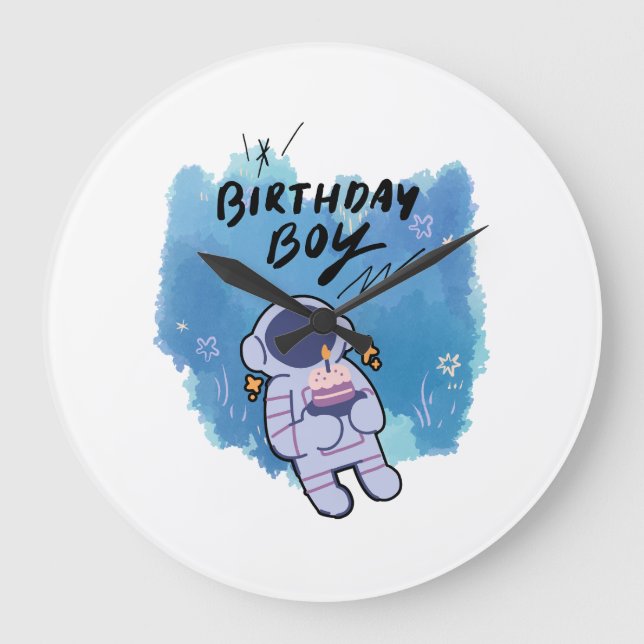 The Birthday Spaceman Große Wanduhr (Vorderseite)