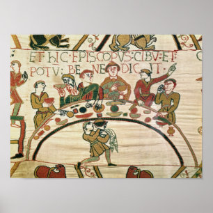 The bishop blesses the food and drink poster