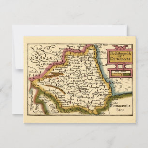 The Bishopprick Durham Landkreis England Old Map Einladung