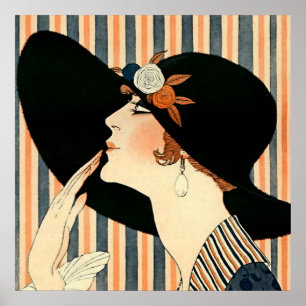 "The Black Hat" Art Deco von George Barbier Poster