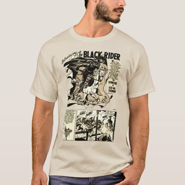 "The Black Rider" Action Comic Strip T-Shirt (Vorderseite)
