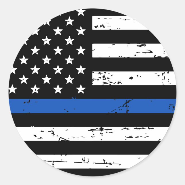 The Blue Line American Flag Police Classic Round Runder Aufkleber (Vorderseite)