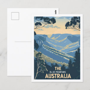 The Blue Mountains Australia Vintage Travel Place Postkarte