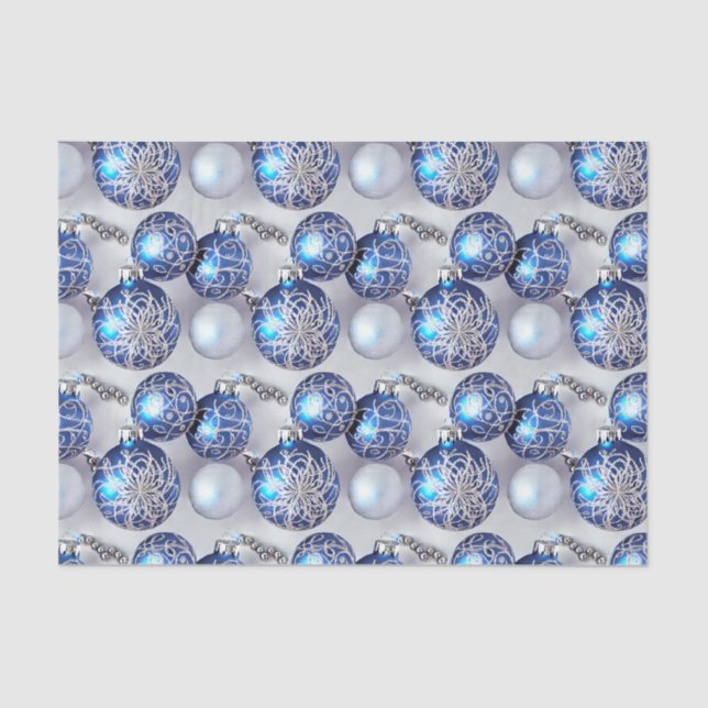 The Blue & Silver Christmas Bulb Series Design 10 Seidenpapier (Vorderseite)