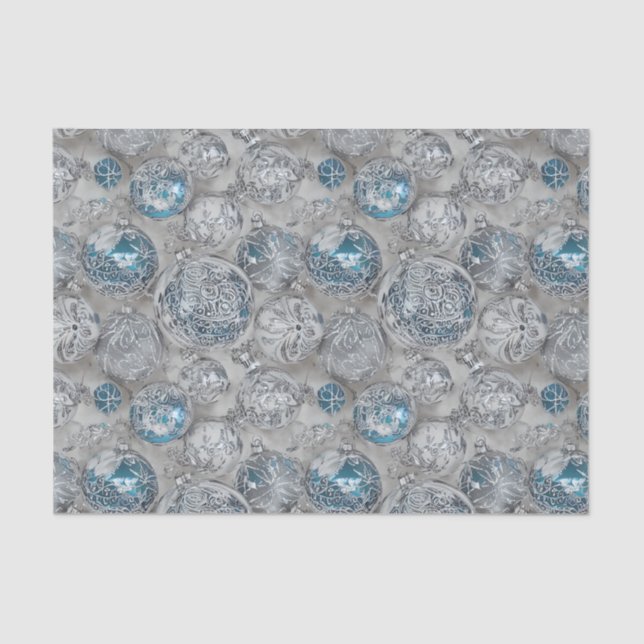 The Blue & Silver Christmas Bulb Series Design 11 Seidenpapier (Vorderseite)