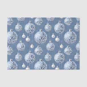 The Blue & Silver Christmas Bulb Series Design 15 Seidenpapier