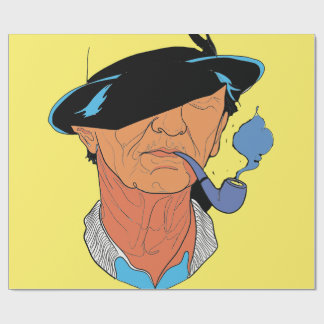 The Blue Smoke Sailor: Minimalist Portrait Geschenkpapier