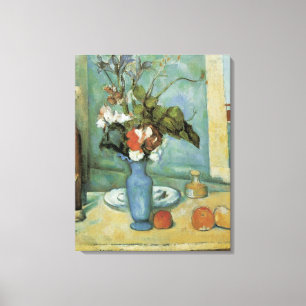 The Blue Vase (Blume und Obst) von Paul Cezanne Leinwanddruck