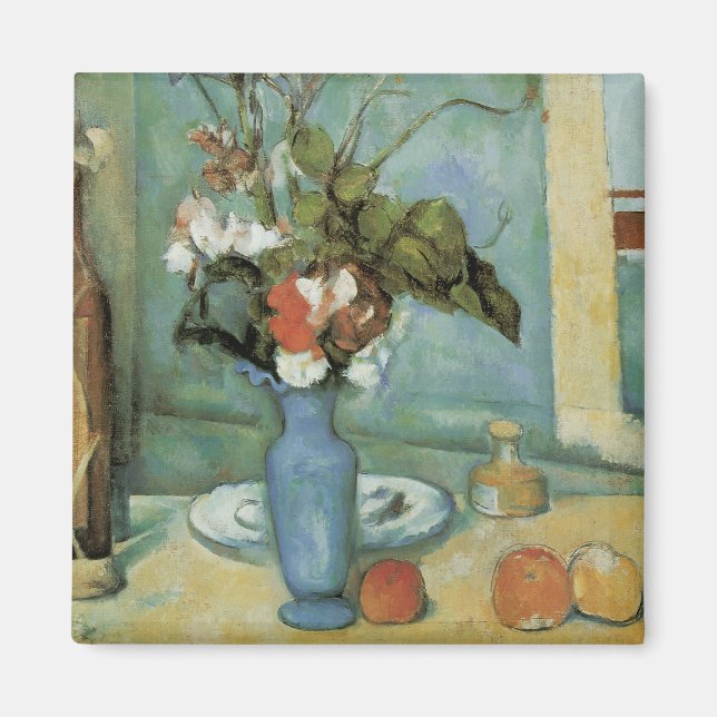 The Blue Vase (Blume und Obst) von Paul Cezanne Magnet (Vorne)