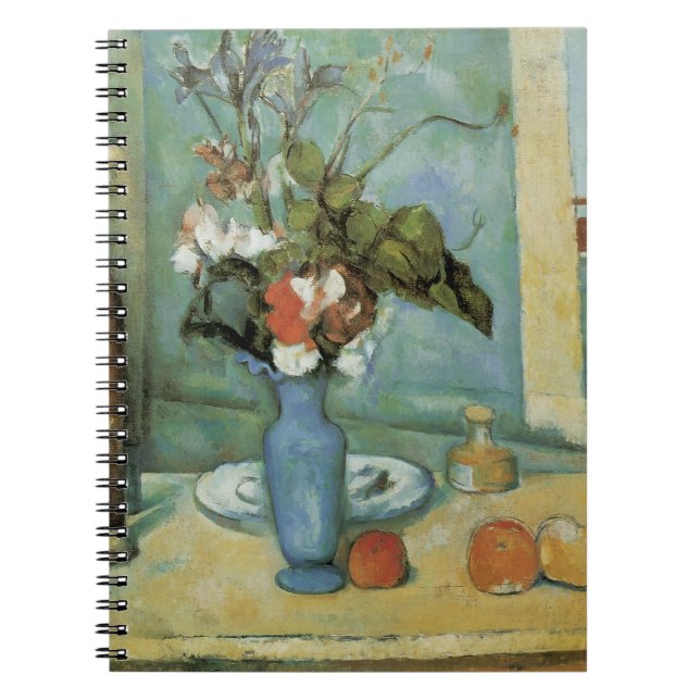 The Blue Vase (Blume und Obst) von Paul Cezanne Notizblock (Vorderseite)