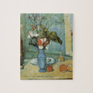 The Blue Vase (Blume und Obst) von Paul Cezanne Puzzle