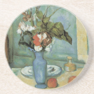 The Blue Vase (Flowers and Fruit) by Paul Cezanne Sandstein Untersetzer