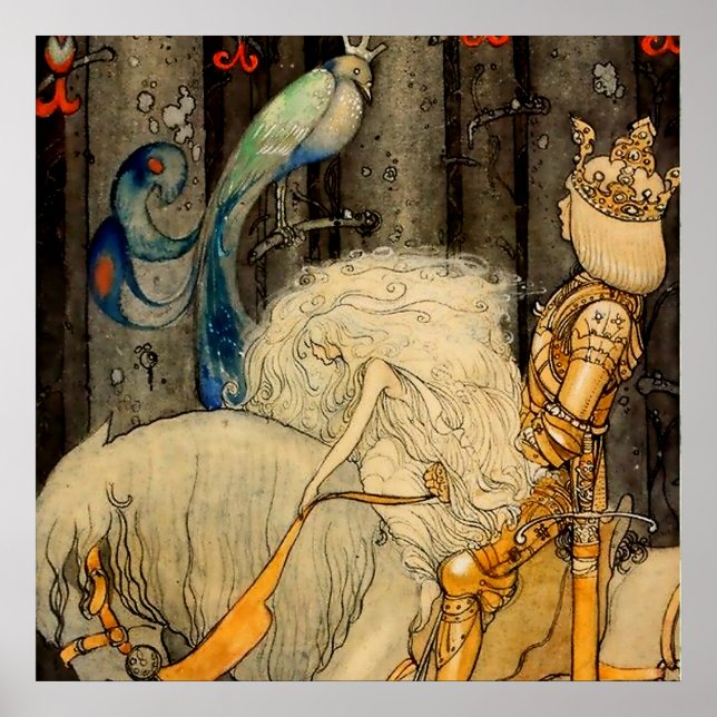 "The Bluebird" von John Bauer Poster (Vorne)