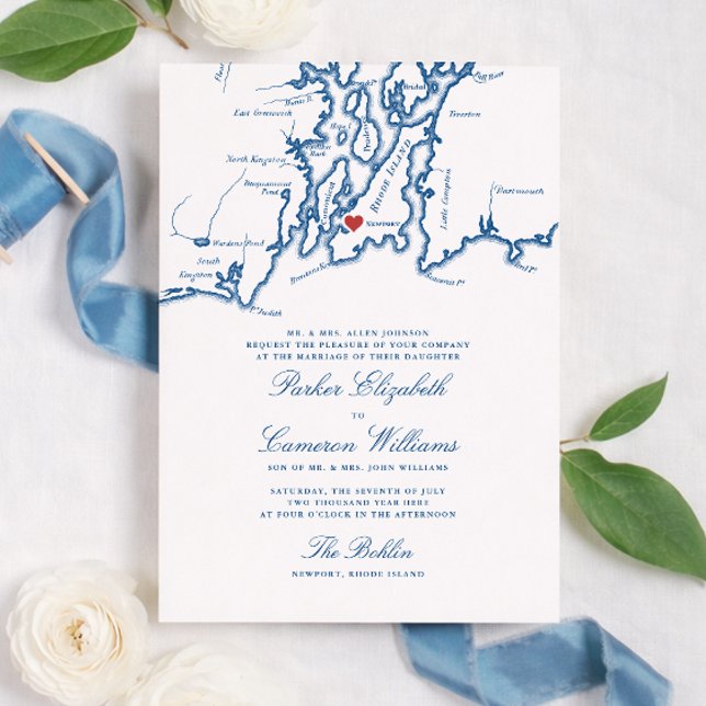 The Bohlin Wedding Invitation – Newport RI Map Einladung (The Bohlin Wedding Invitation Newport Harbor Rhode Island Elegant Wedding Newport Yachting Club)