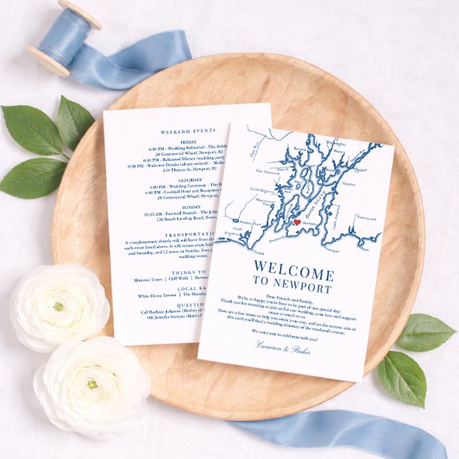 The Bohlin Wedding Weekend Itinerary Card Newport Dankeskarte (The Bohlin Wedding Welcome Letter Schedule of Events Wedding Itinerary Card Narragansett Bay )