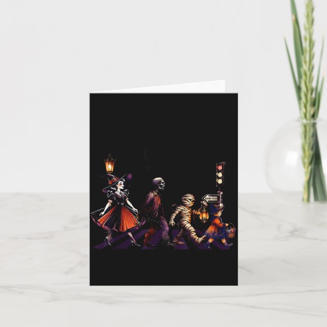 The Boo-tles Halloween Witch Rock Mummy Walking St Karte (Vorderseite)