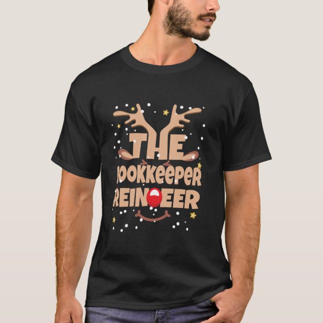 The Bookkeeper Reindeer Funny Christmas Bookkeeper T-Shirt (Vorderseite)