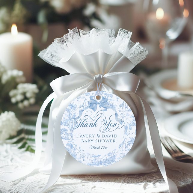 The Boy Blue Toile Safari Animal Baby Dusche Danke Geschenkanhänger (Von Creator hochgeladen)