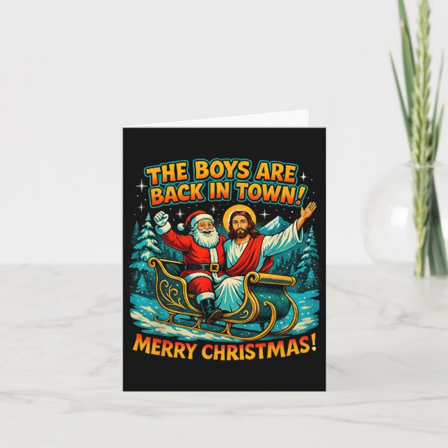 The Boys Are Back In Town Merry Christmas Design  Karte (Vorderseite)