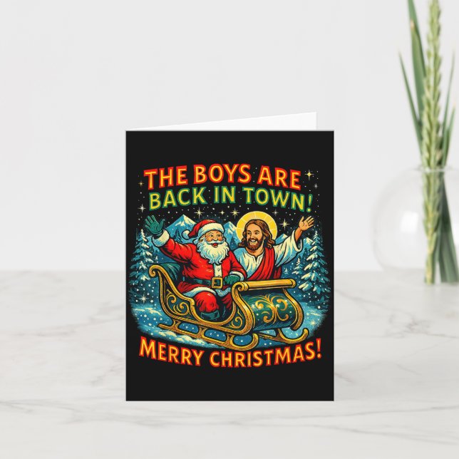 The Boys Are Back In Town Merry Christmas Design  Karte (Vorderseite)