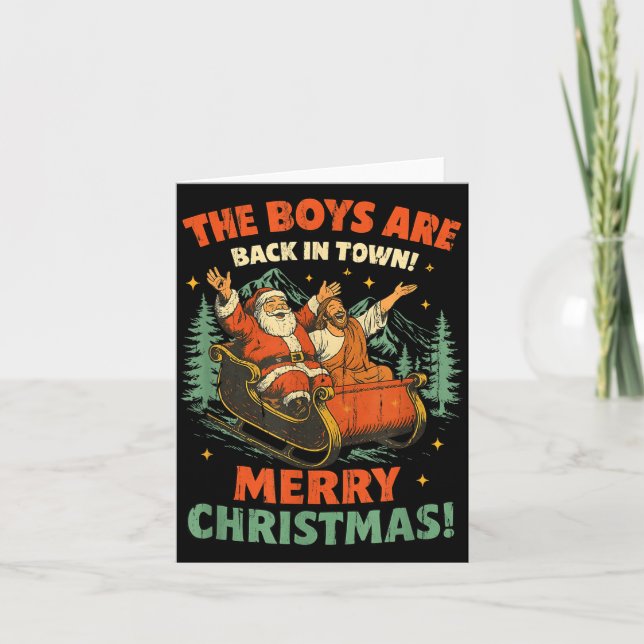 The Boys Are Back In Town Merry Christmas  Karte (Vorderseite)